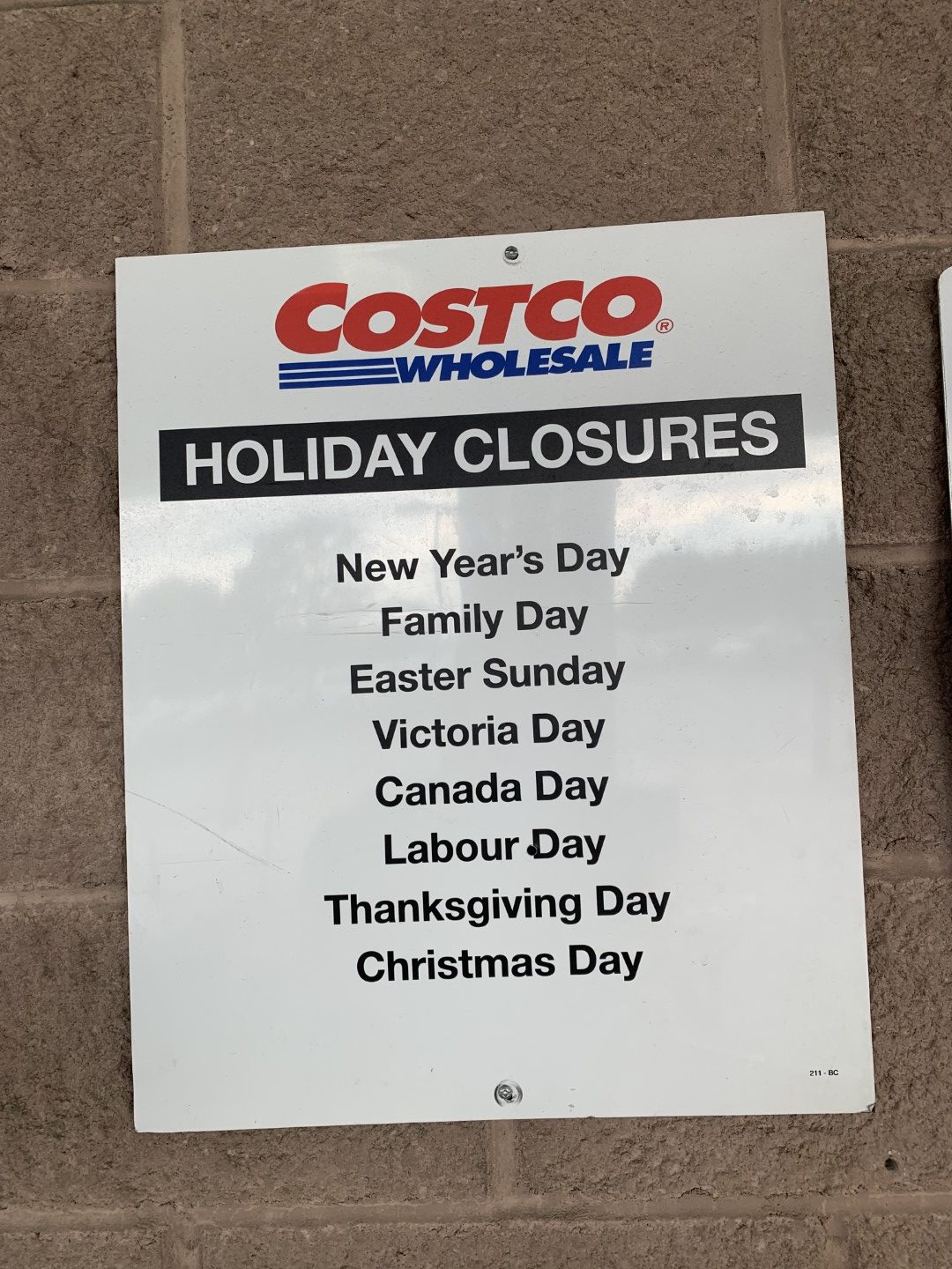 LABOUR DAY HOLIDAY CLOSURES Costco East Fan Blog