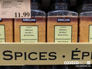 KIRKLAND SIGNAL URE
ORGANIC NO SALT
SEASONING 411¢
PRICE PER 100 GRAMS SELL PRICE
414,99
