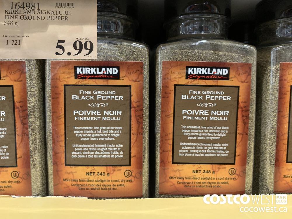 164981 KIRKLAND SIGNATURE FINE GROUND PEPPER 348 G 5 99 - Costco East Fan  Blog