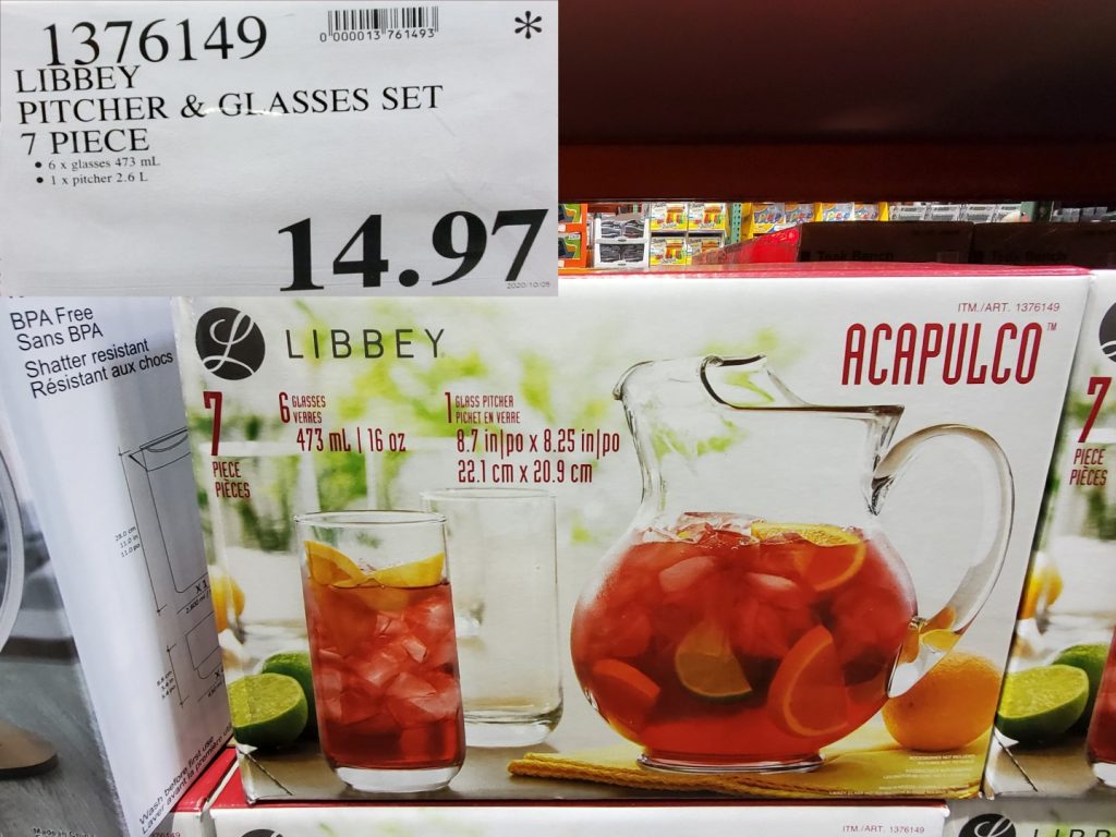 1376149 LIBBEY PITCHER GLASSES SET 7 PIECE 14 97 Costco East Fan Blog