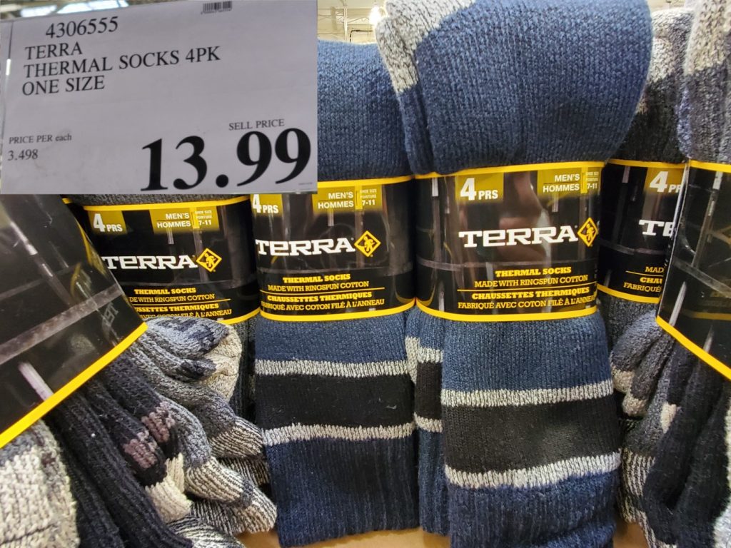 4306555 TERRA THERMAL SOCKS 4PK ONE SIZE 13 99 Costco East Fan Blog