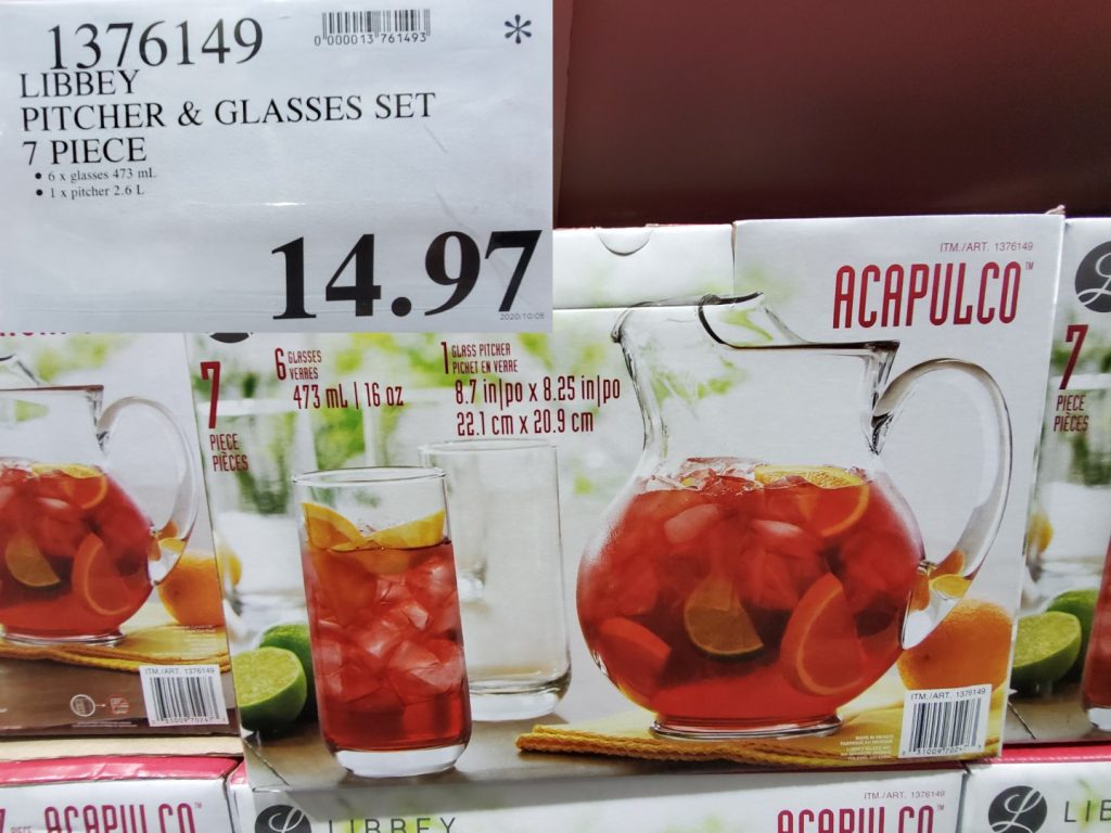 1376149 LIBBEY PITCHER GLASSES SET 7 PIECE 14 97 Costco East Fan Blog
