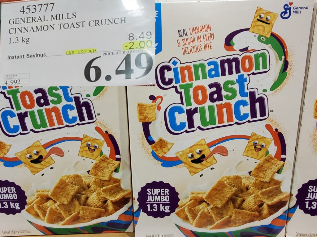 453777 GENERAL MILLS CINNAMON TOAST CRUCH 1 3 kg 2 00 INSTANT SAVINGS ...