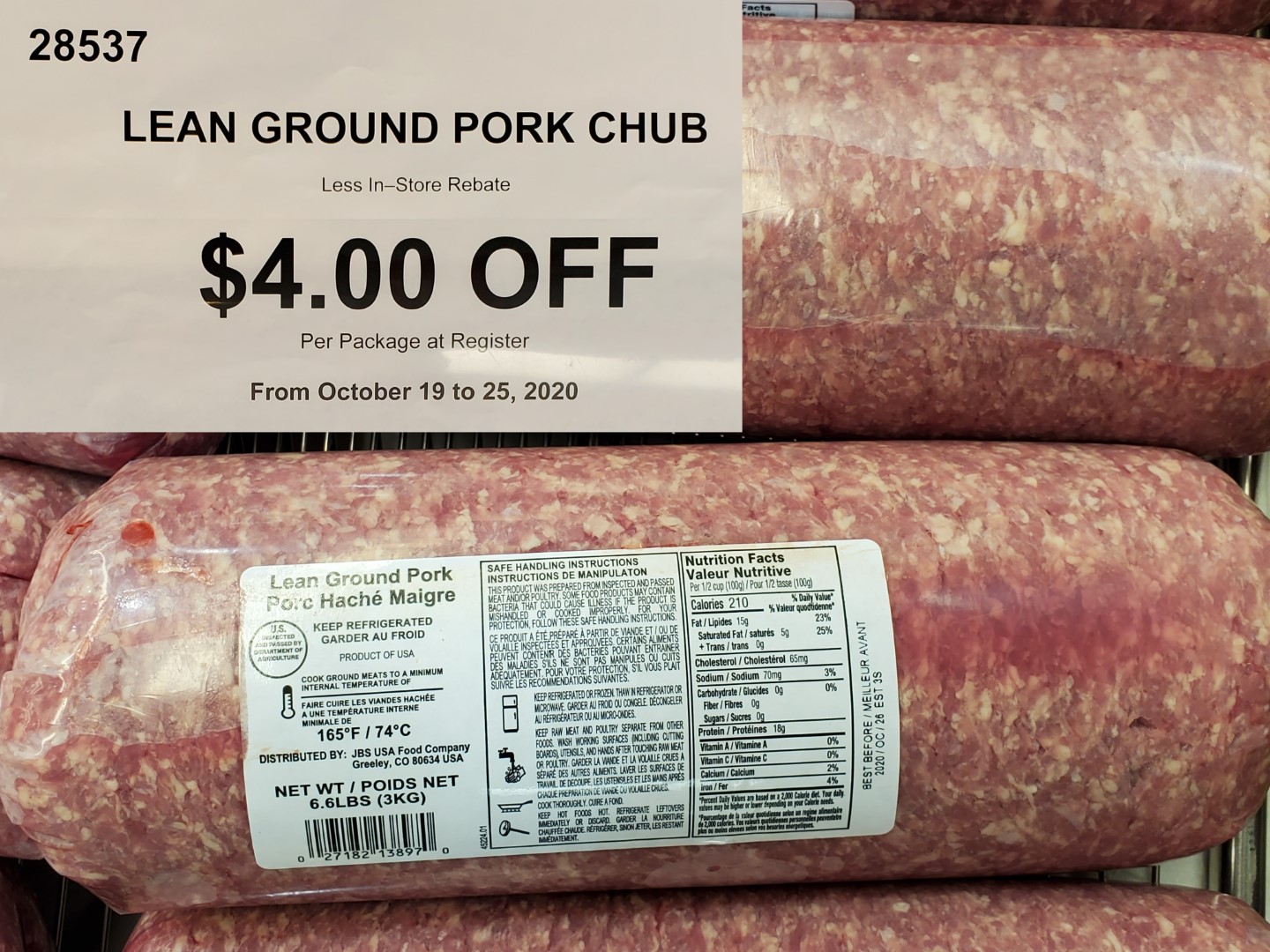 lean ground pork chub