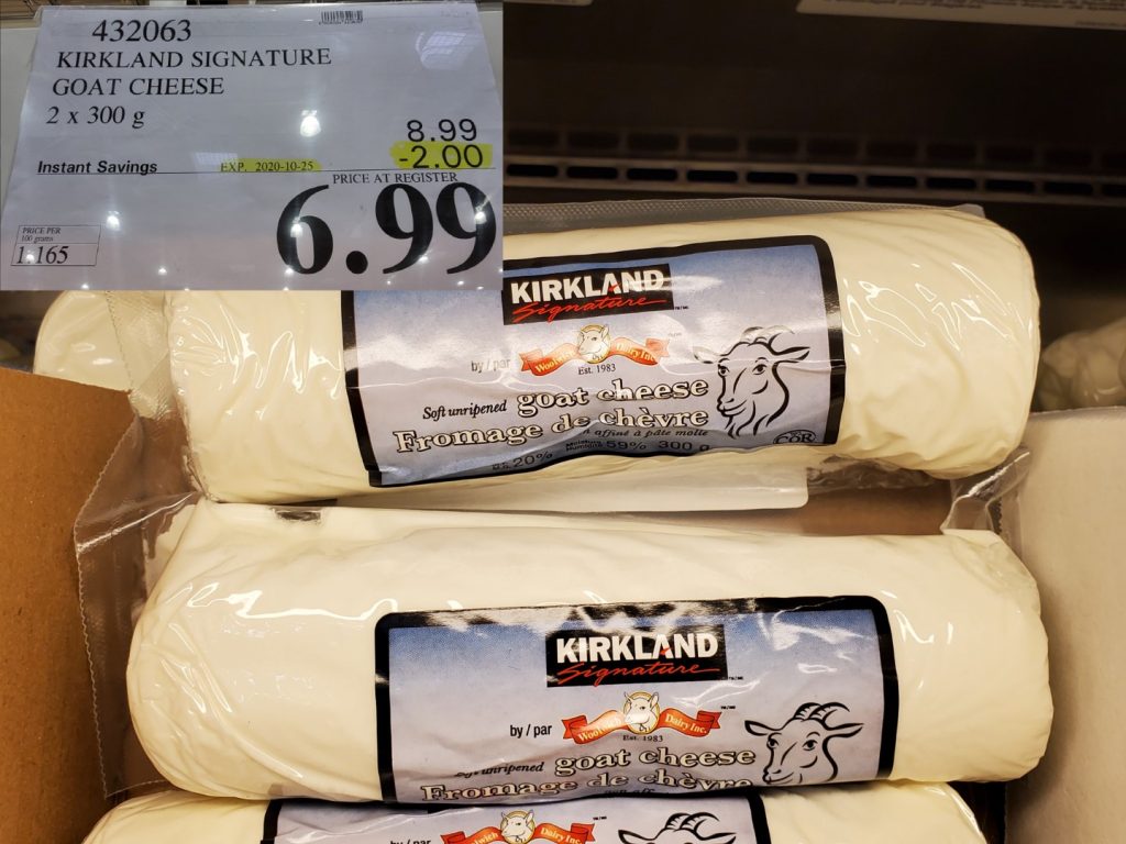 432063 KIRKLAND SIGNATURE GOAT CHEESE 2 X 300 G 2 00 INSTANT SAVINGS EXPIRES ON 2020 10 25 6 99