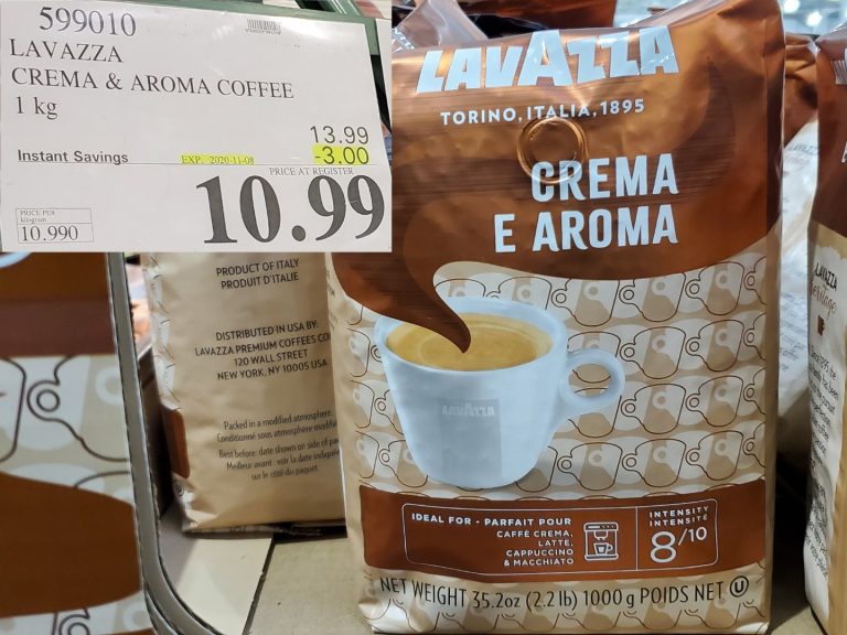 599010 LAVAZZA CREMA AROMA COFFEE 1 KG 3 00 INSTANT SAVINGS EXPIRES ON 2020 11 08 10 99 Costco