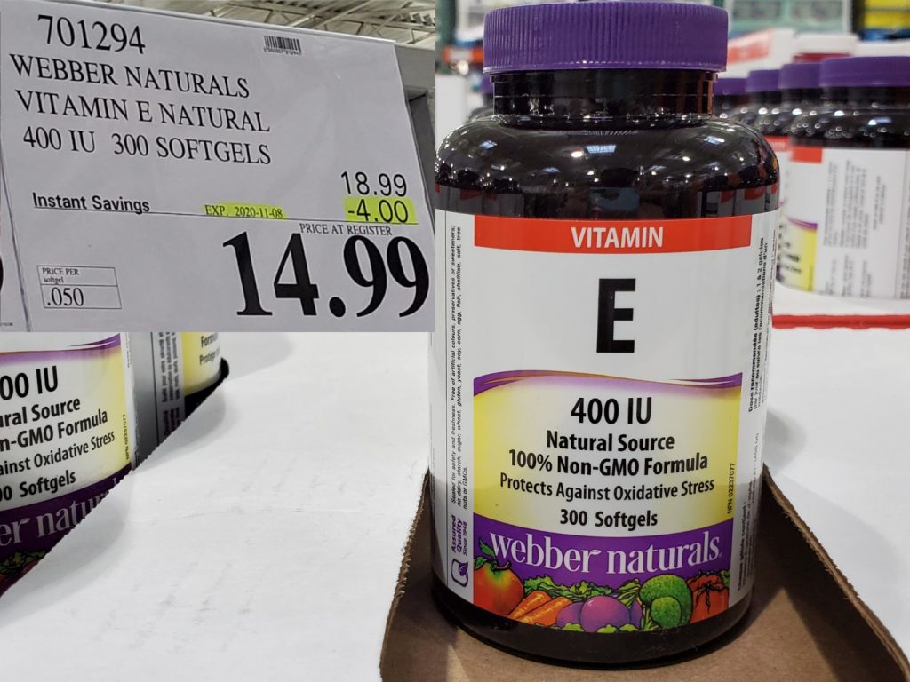 701294 WEBBER NATURALS VITAMIN E NATURAL 400 IU 300 SOFTGELS 4 00