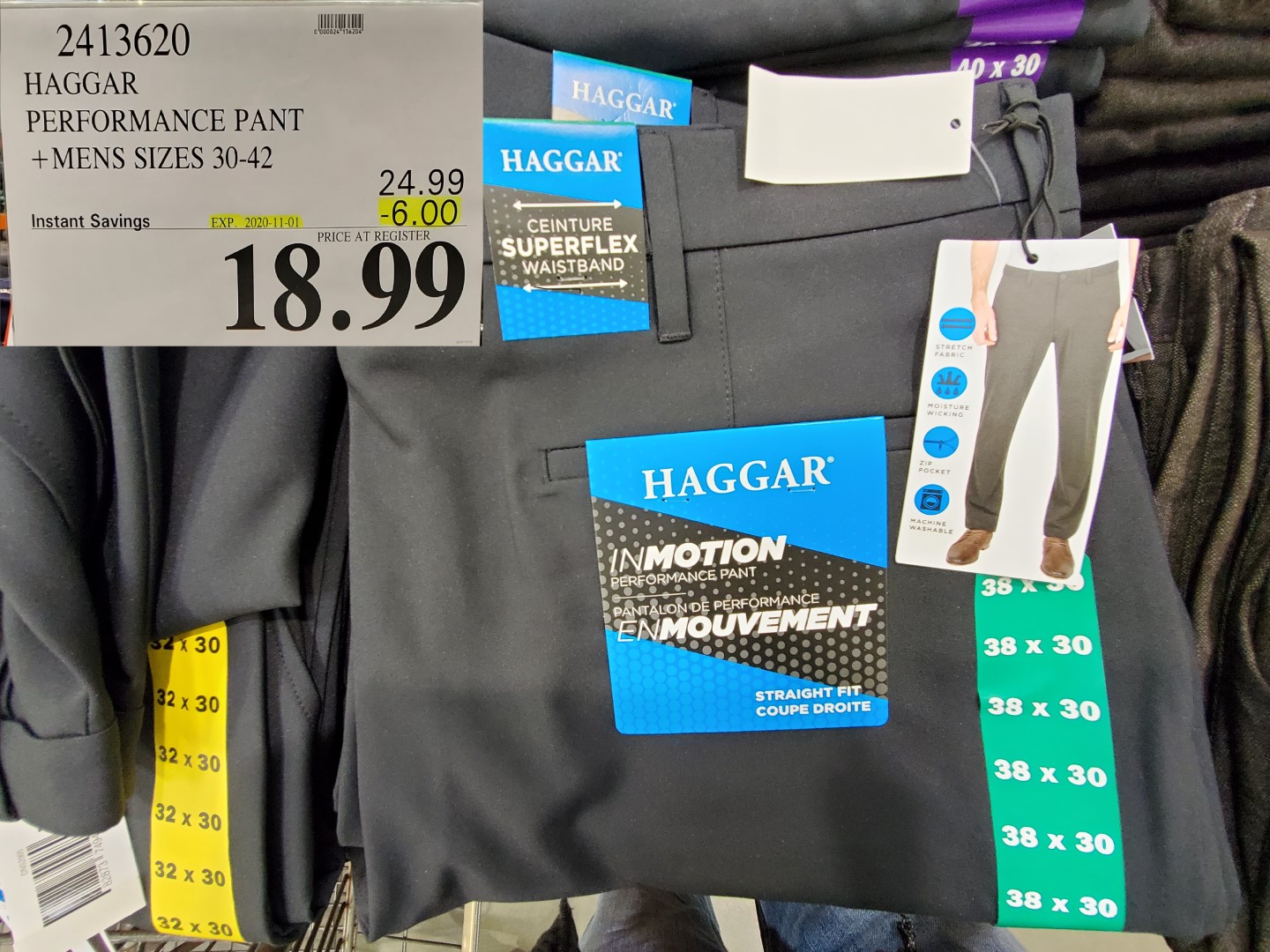 2413620 HAGGAR PERFORMANCE PANT MENS SIZES 30 42 6 00 INSTANT SAVINGS  EXPIRES ON 2020 11 01 18 99 - Costco East Fan Blog