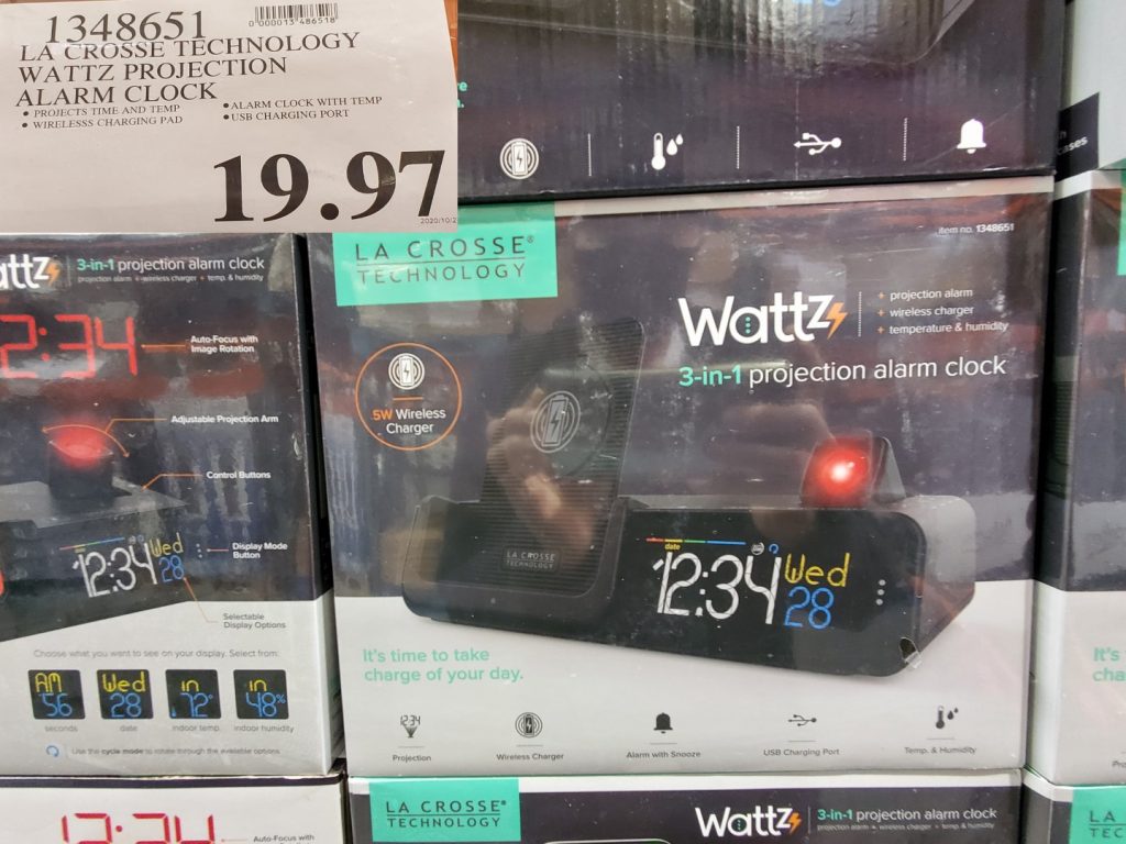 1348651 LA CROSSE TECHNOLOGY WATTZ PROJECTION ALARM CLOCK 19 97