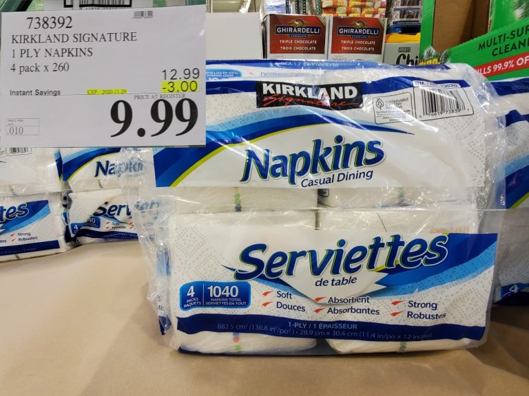 738392 KIRKLAND SIGNATURE 1 PLY NAPKINS 4 PACK X 260 3 00 INSTANT