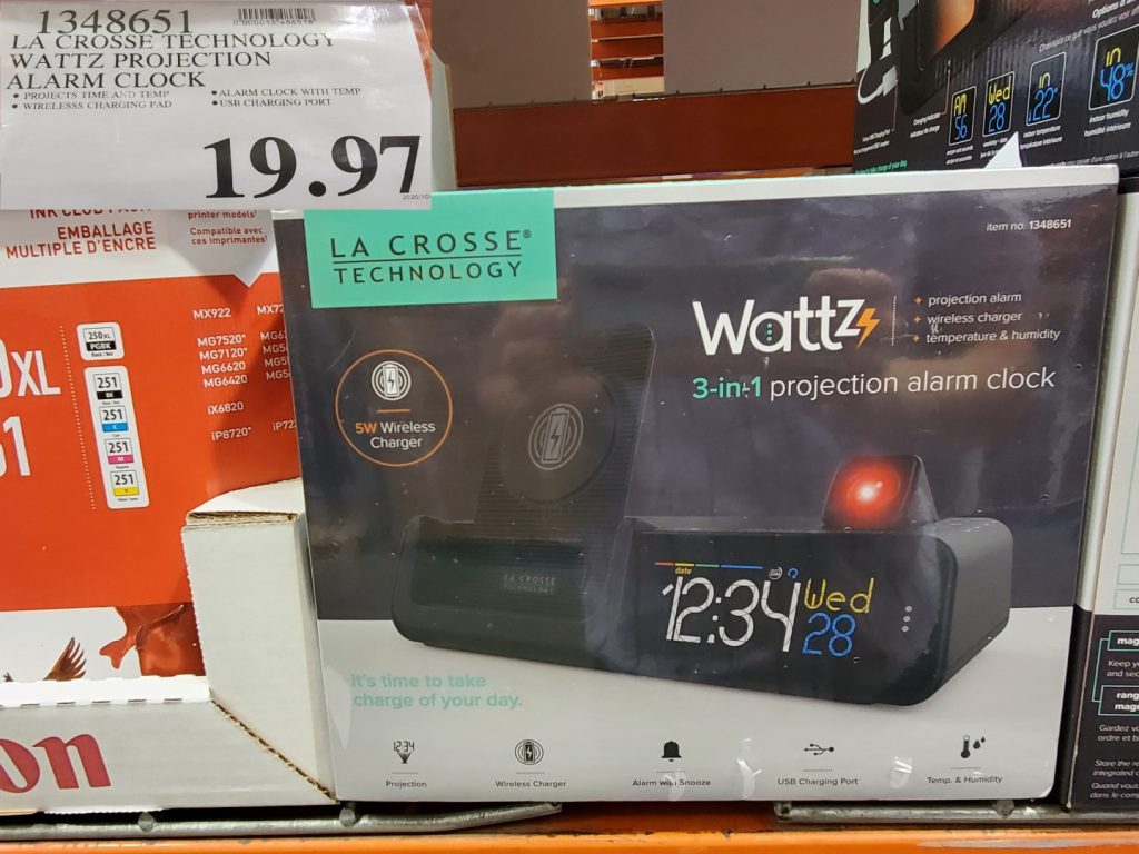 1348651 LA CROSSE TECHNOLOGY WATTZ PROJECTION ALARM CLOCK 19 97