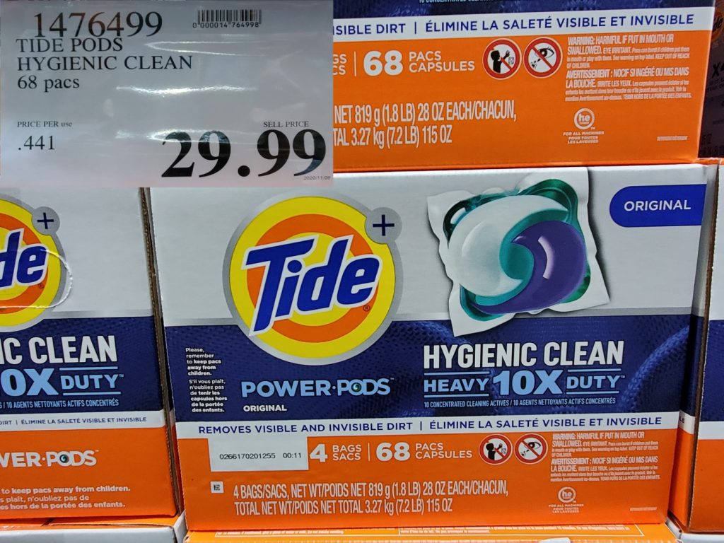 1476499 TIDE PODS HYGIENIC CLEAN 68 pacs 29 99 Costco East Fan Blog