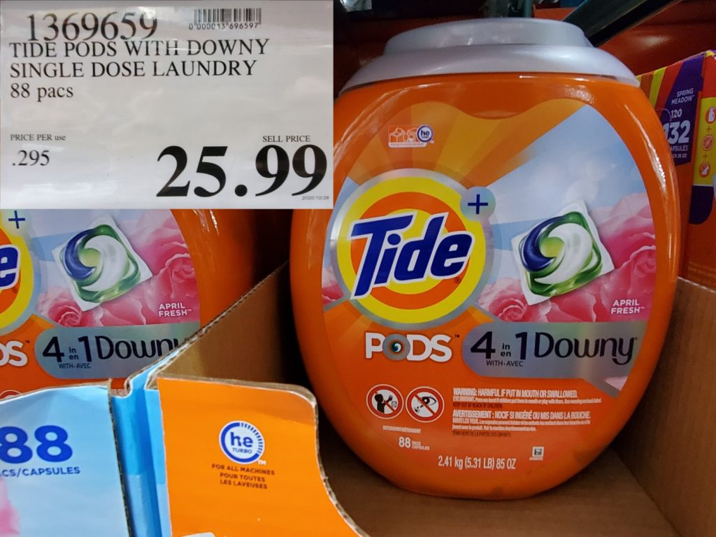 1369659 TIDE PODS WITH DOWNY SINGLE DOSE LAUNDRY 88 pacs 25 99 Costco