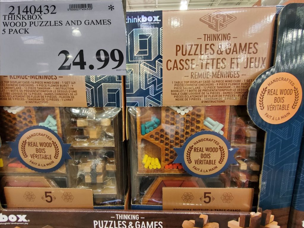 2140432 THINKBOX WOOD PUZZLES AND GAMES 5 PACK 24 99 Costco East Fan Blog