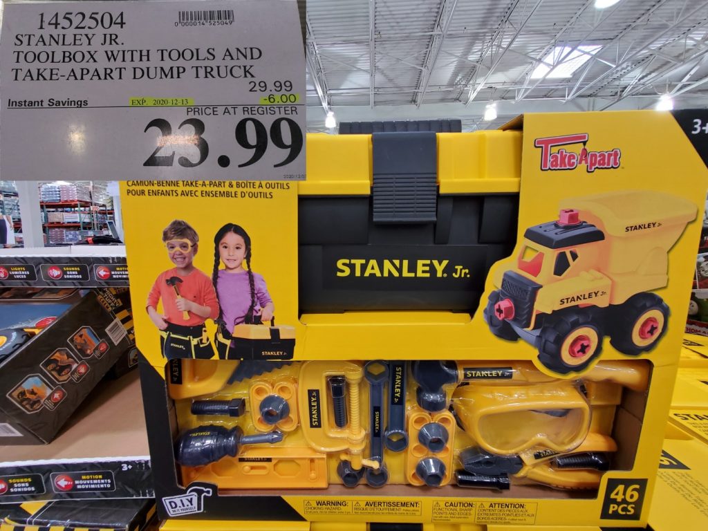 1452504 STANLEY JR TOOLBOX WITH TOOLS AND TAKE APART DUMP TRUCK 6 00