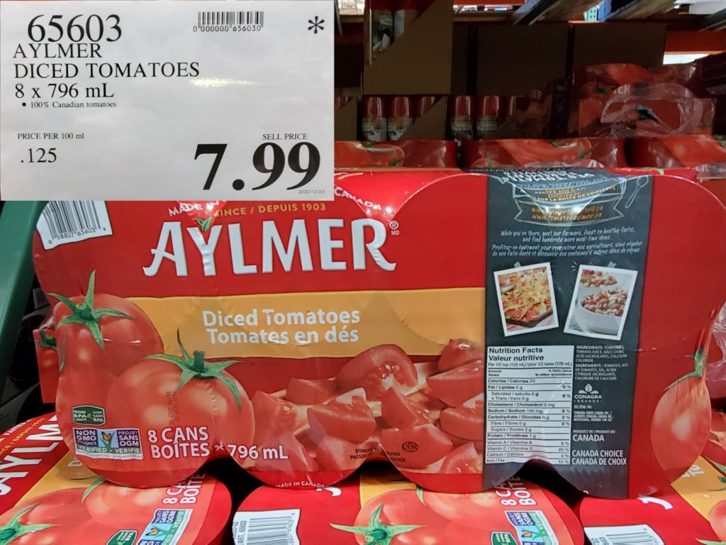 65603 AYLMER DICED TOMATOES 8 X 796 ML 7 99 Costco East Fan Blog