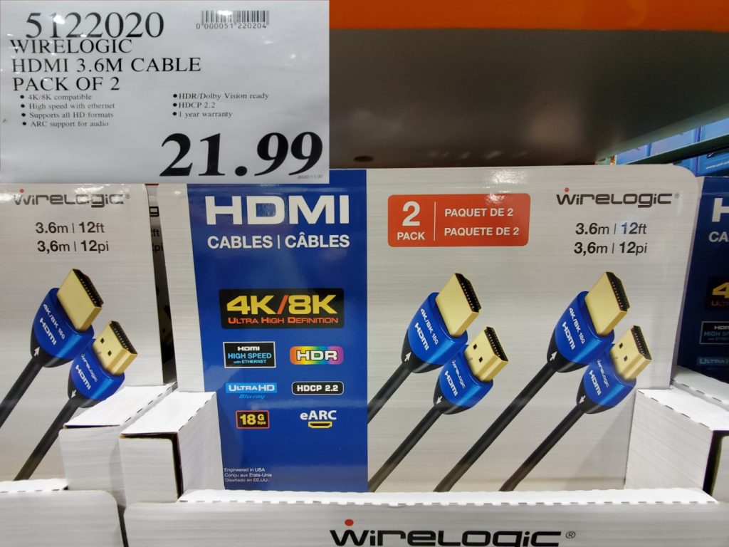 5122020 WIRELOGIC HDMI 3 6M CABLE PACK OF 2 21 99 Costco East Fan Blog