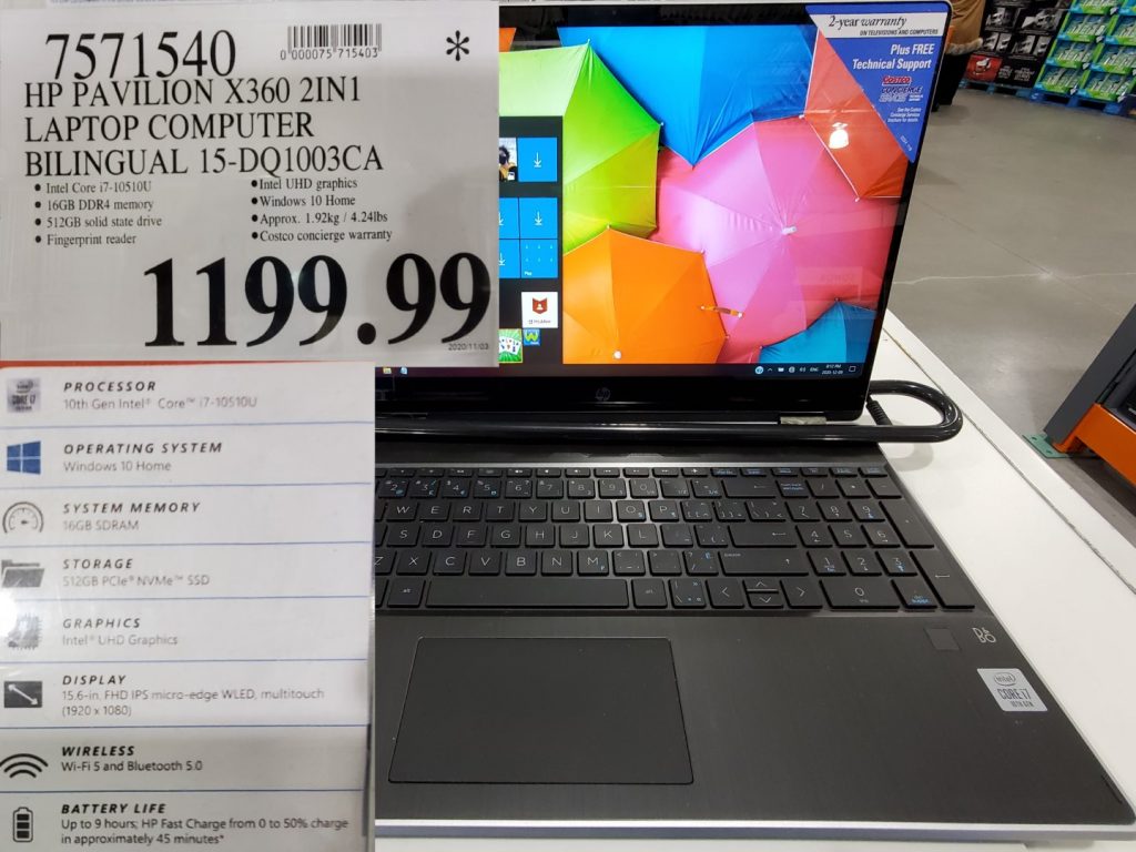 7571540 HP PAVILION X360 2IN1 LAPTOP COMPUTER BILINGUAL 15 DQ1003CA