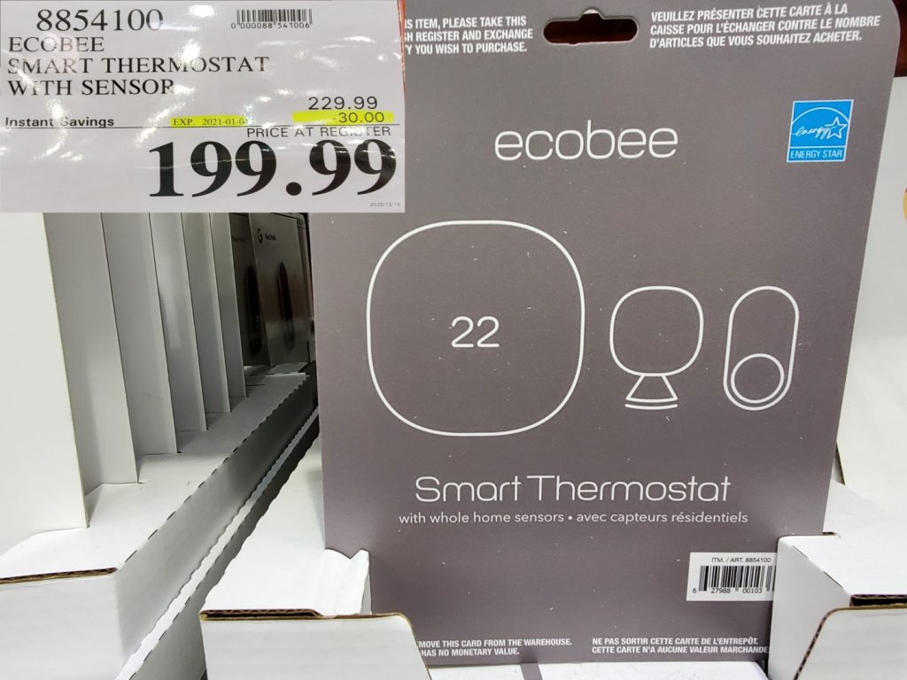 8854100 ECOBEE SMART THERMOSTAT WITH SENSOR 30 00 INSTANT SAVINGS
