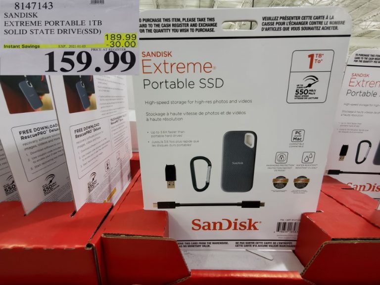 8147143 SANDISK EXTREME PORTABLE 1TB SOLID STATE DRIVE SSD 30 00