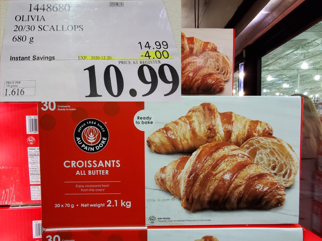 1448680 OLIVIA 20 30 SCALLOPS 680 G 4 00 INSTANT SAVINGS EXPIRES ON 2020 12 20 10 99 Costco