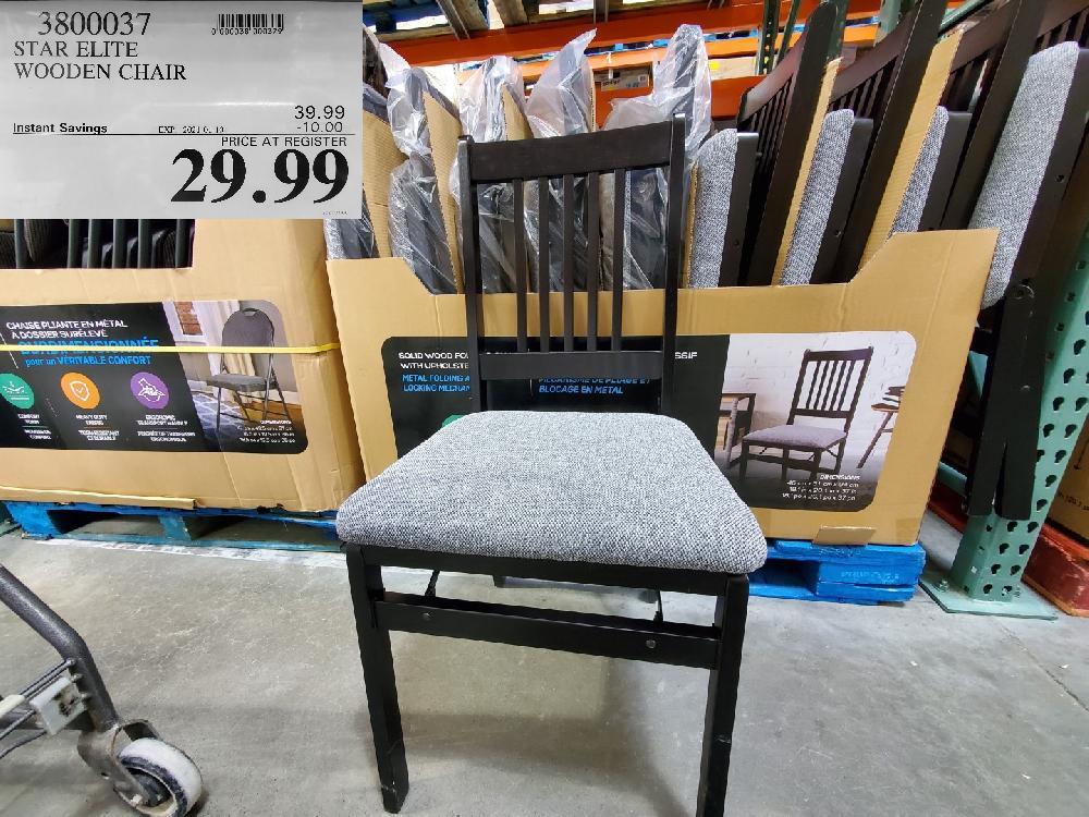 costco sales 3800037 STAR ELITE WOODEN CHAIR EXPIRY DATE: 2021-01-10 29.99