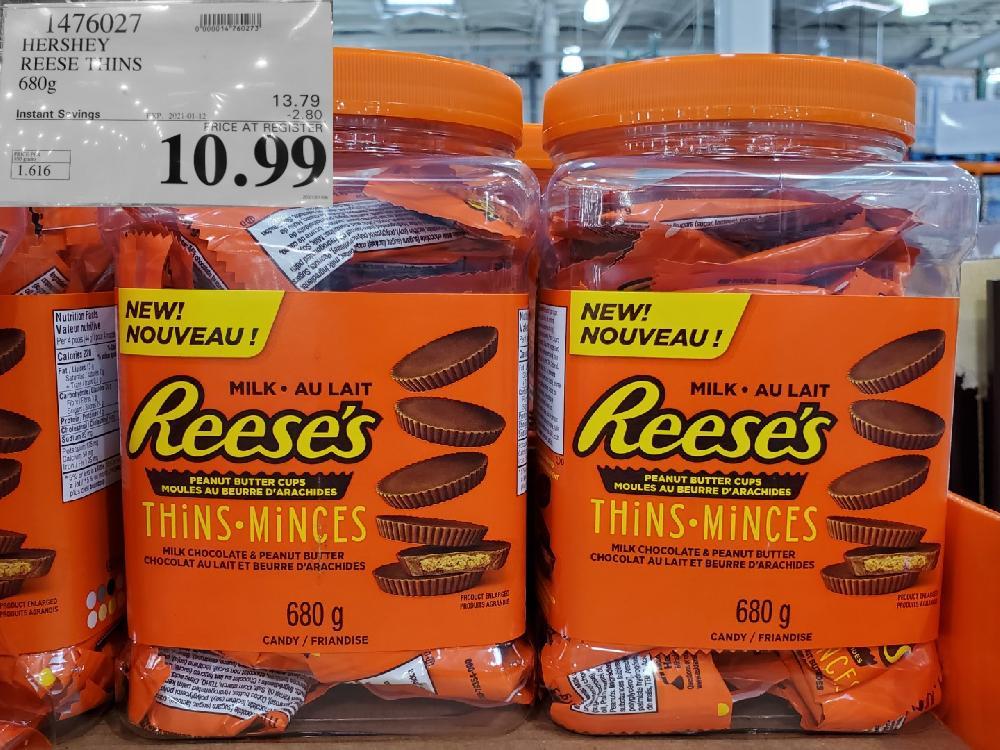 costco sales 1476027 HERSHEY REESE THINS 680g EXPIRY DATE: 2021-01-12 $10.99 