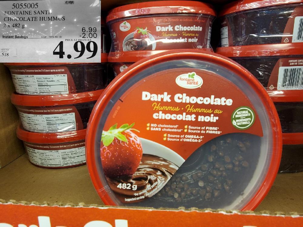  costco sales 5055005 FONTAINE SANTE CHOCOLATE HUMMUS 2 x 482 g EXPIRY DATE: 2021-01-10 $4.49