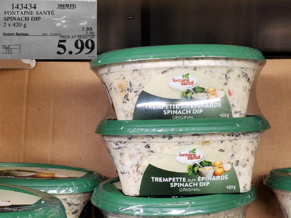 costco sales 143434 FONTAINE SANTE SPINACH DIP 2x 420 ¢g EXPIRY DATE: 2021-01-10 $5.99 