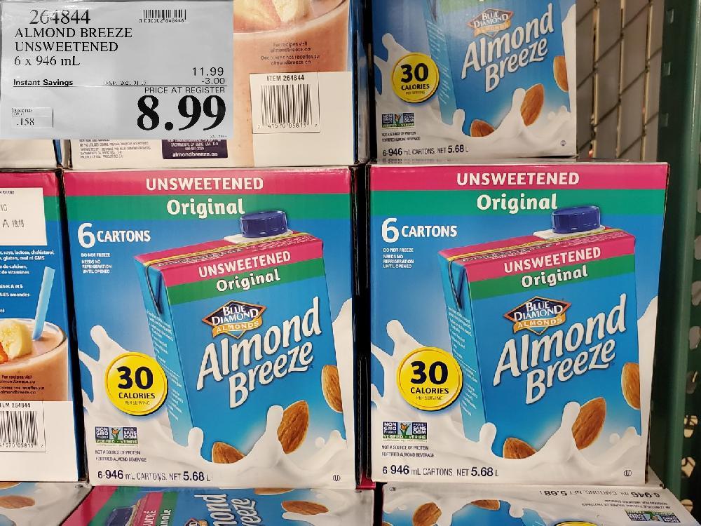 264844 ALMOND BREEZE UNSWEETENED 6 x 946 mL EXPIRY DATE: 2021-01-17 -3.00 $8.99