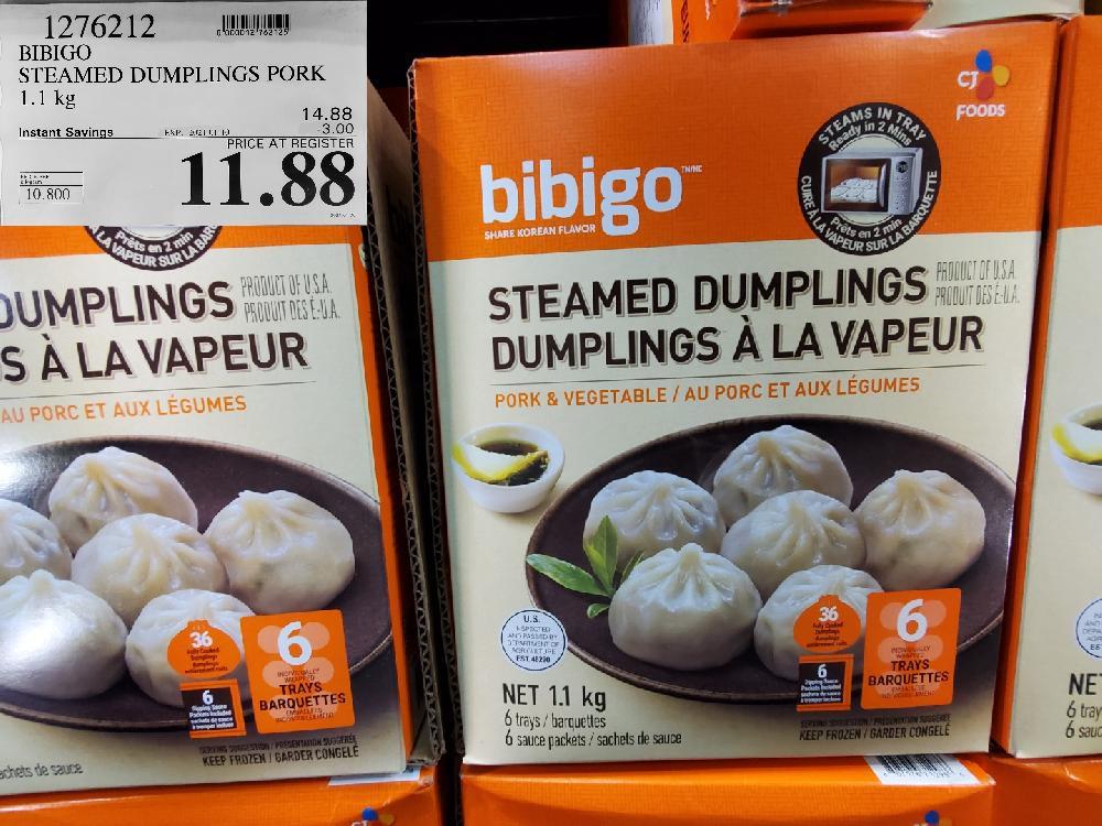 costco sales 1276212 BIBIGO STEAMED DUMPLINGS PORK 1.1KG EXPIRY DATE: 2021-01-10 $11.88