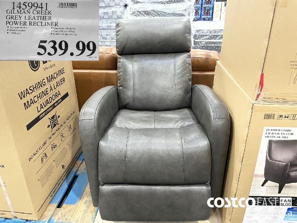 1459941 GILMAN CREEK GREY LEATHER POWER RECLINER 539 99 Costco East