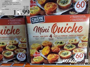 2053121
CUISINE ADVENTURES
MINI QUICHE ASSORTED
1.1KG 
EXPIRY DATE: 2021-01-24
$11.99
