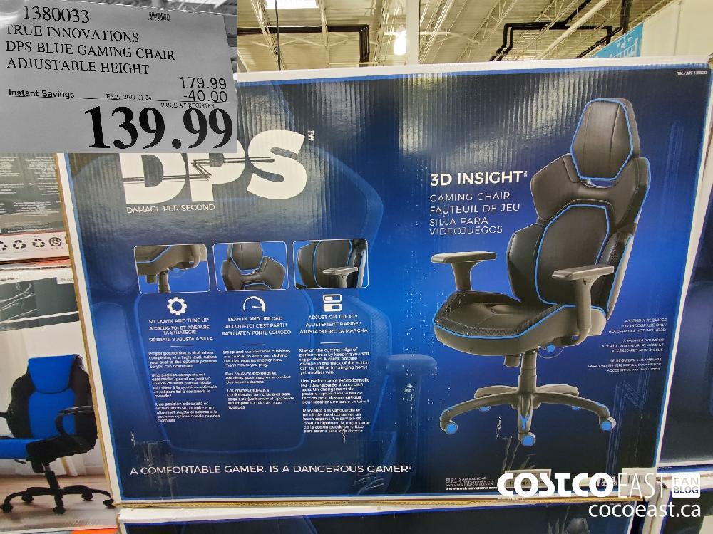 1380033 TRUE INNOVATIONS ~ DPS BLUE GAMING CHAIR Z ADJUSTABLE HEIGHT : EXPIRY DATE: 2021-01-24 $139 99