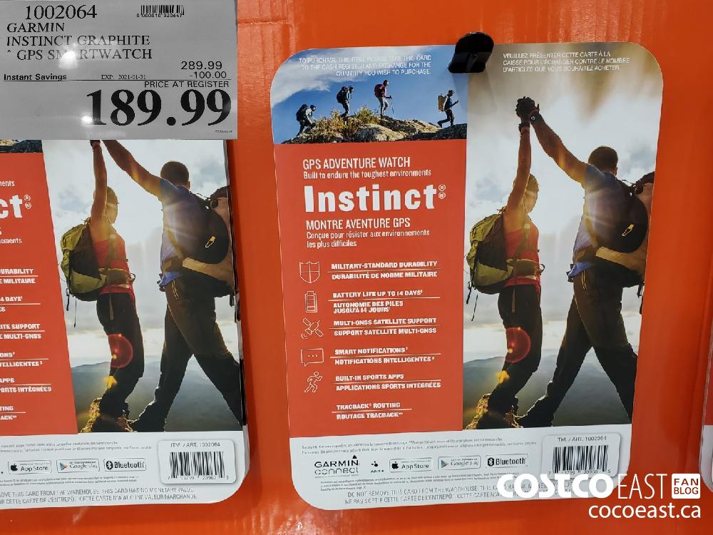 1002064 GARMIN INSTINCT CP. APHITE “GPS WATCH EXPIRY DATE: 2021-01-31 $189.99 