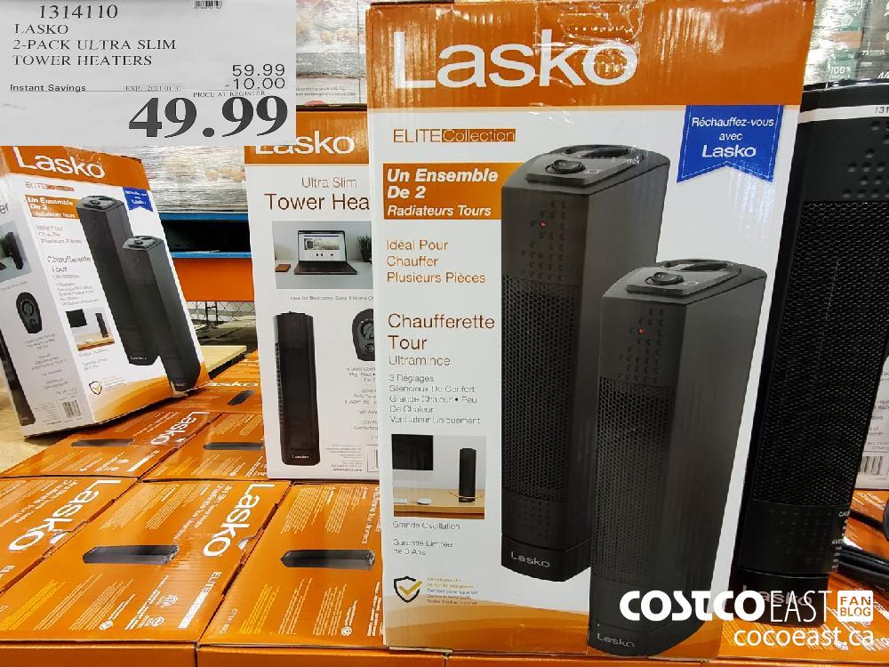 1314110 LASKO 2-PACK ULTRA SLIM TOWER HEATERS EXPIRY DATE: 2021-01-31 $49.99 