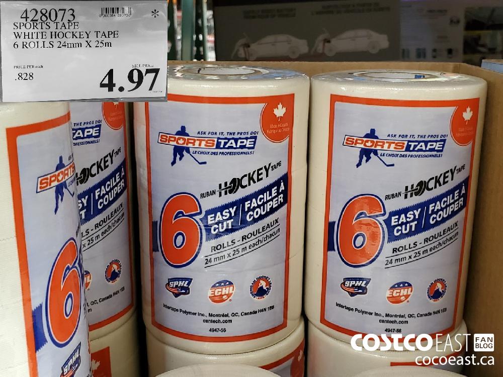 428073 SPORTS TAPE WHITE HOCKEY TAPE 6 ROLLS 24mm X 25m $4.97 
