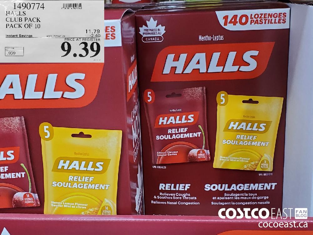 1490774 HALLS CLUB PACK PACK OF 10 EXPIRY DATE: 2021-01-31 $9.39 