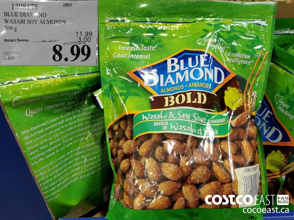 1398175 BLUE DIAMOND WASABI SOY ALMONDS 109 g EXPIRY DATE: 2021-01-31 $8.99 