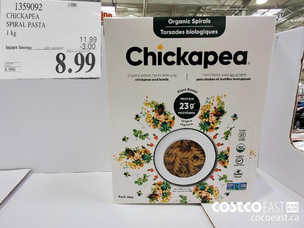 1359092 CHICKAPEA SPIRAL PASTA 1kg EXPIRY DATE: 2021-02-07 $8.99 