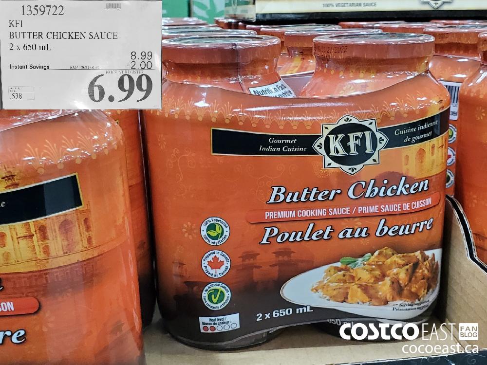 1359722 KFI BUTTER CHICKEN SAUCE 2 x 650 mL EXPIRY DATE: 2021-01-31 $6.99 