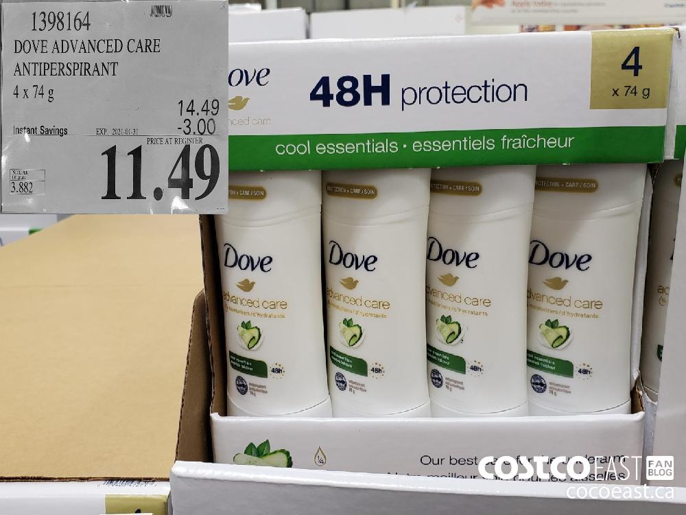 1398164 DOVE ADVANCED CARE ANTIPERSPIRANT 4x74 : EXPIRY DATE: 2021-01-31 $11.49 