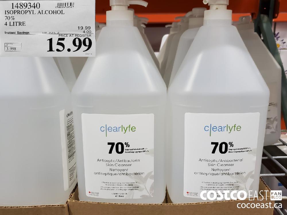14893409 ISOPROPYL ALCOHOL 70% 4 LITRE EXPIRY DATE: 2021-01-31 $15.99 