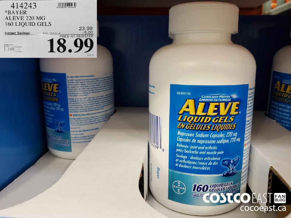 414243 *BAYER ALEVE 220 MG 160 LIQUID GELS EXPIRY DATE: 2021-01-31 $18.99 