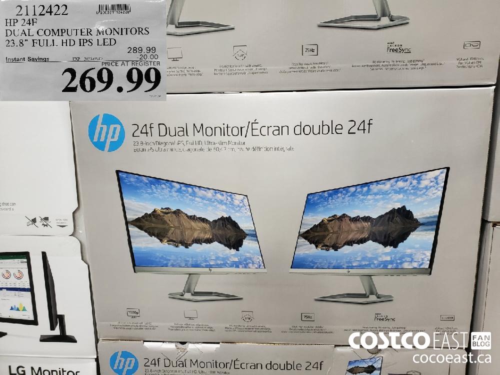 Costco Weekend Sales 2112422 HP 24F DUAL COMPUTER MONITORS 23.8" FULL HD IPS LED EXPIRY DATE: 2021-02-07 $269.99