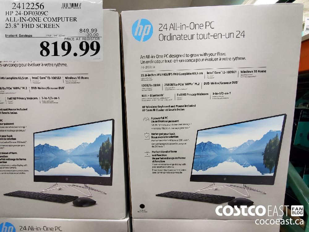 Costco Weekend Sales 2412256 HP 24-DF0309C ALL-IN-ONE COMPUTER 23.8" FHD SCREEN EXPIRY DATE: 2021-02-03 $819.99