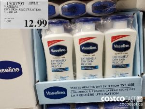 1500797 
VASELINE
DRY SKIN RESCUE LOTION
3 x 400 mL
$12.99
