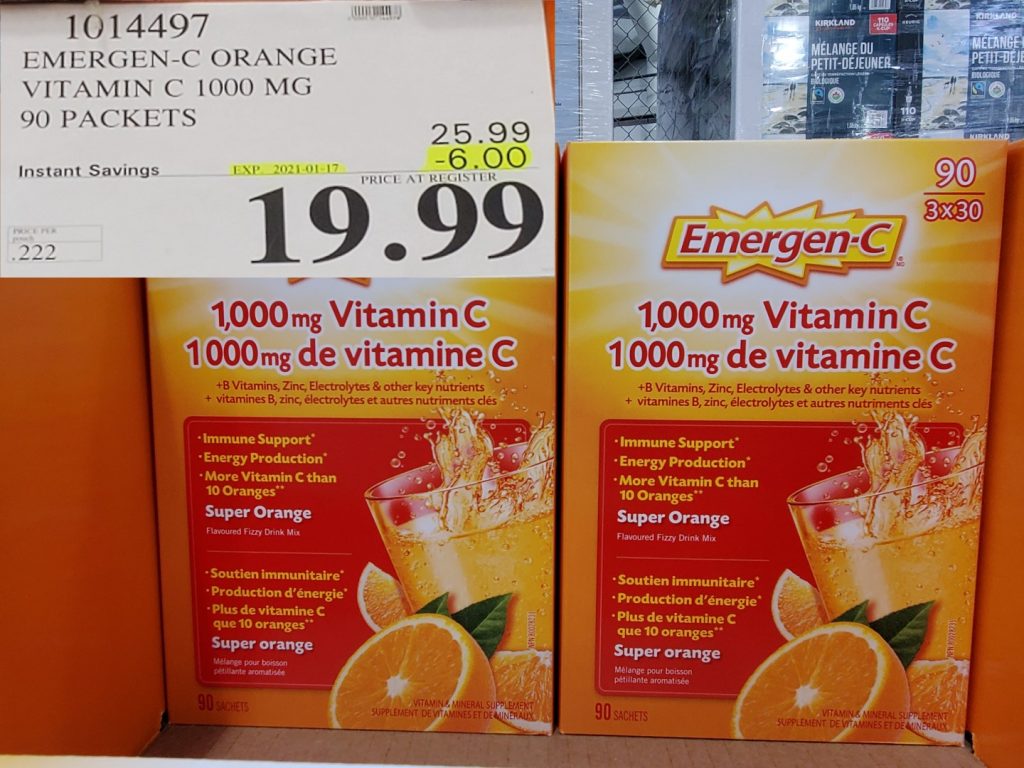 1014497 EMERGEN C ORANGE VITAMIN C 1000 MG 90 PACKETS 6 00 INSTANT
