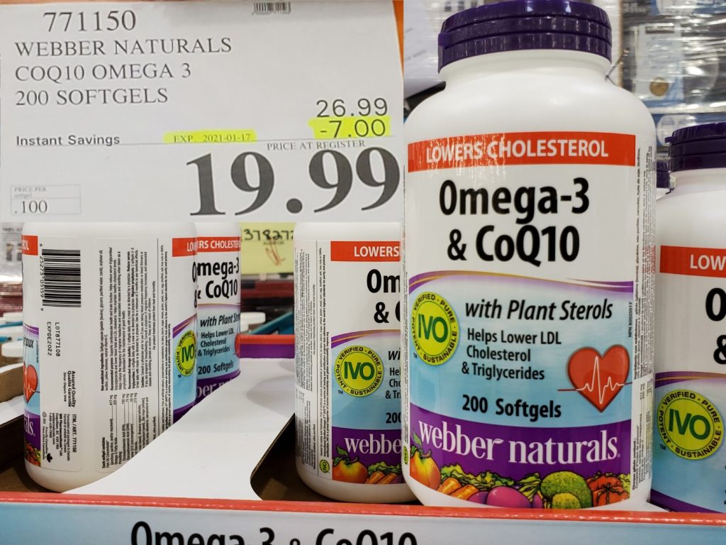 771150 WEBBER NATURALS COQ10 OMEGA 3 200 SOFTGELS 7 00 INSTANT SAVINGS