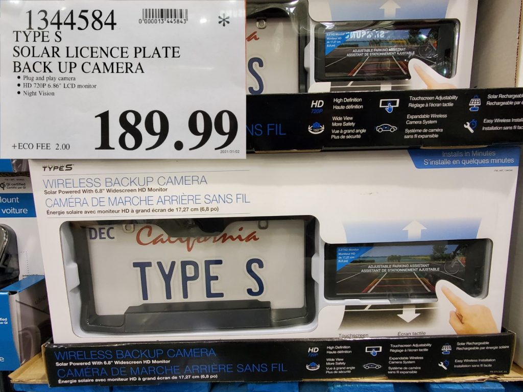 1344584 TYPE S SOLAR LICENCE PLATE BACK UP CAMERA 189 99 Costco East